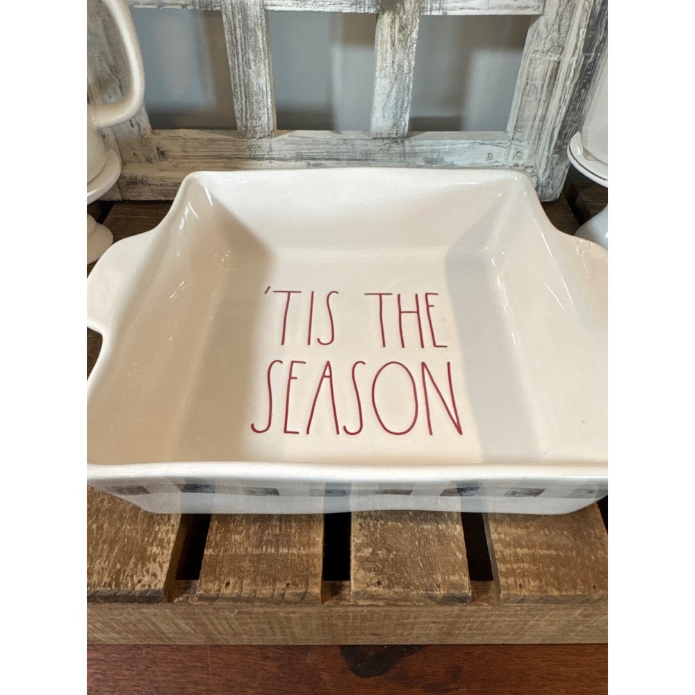 Rae Dunn Artisan Collection Tis The Season 9x9 White Ceramic Casserole Dish New